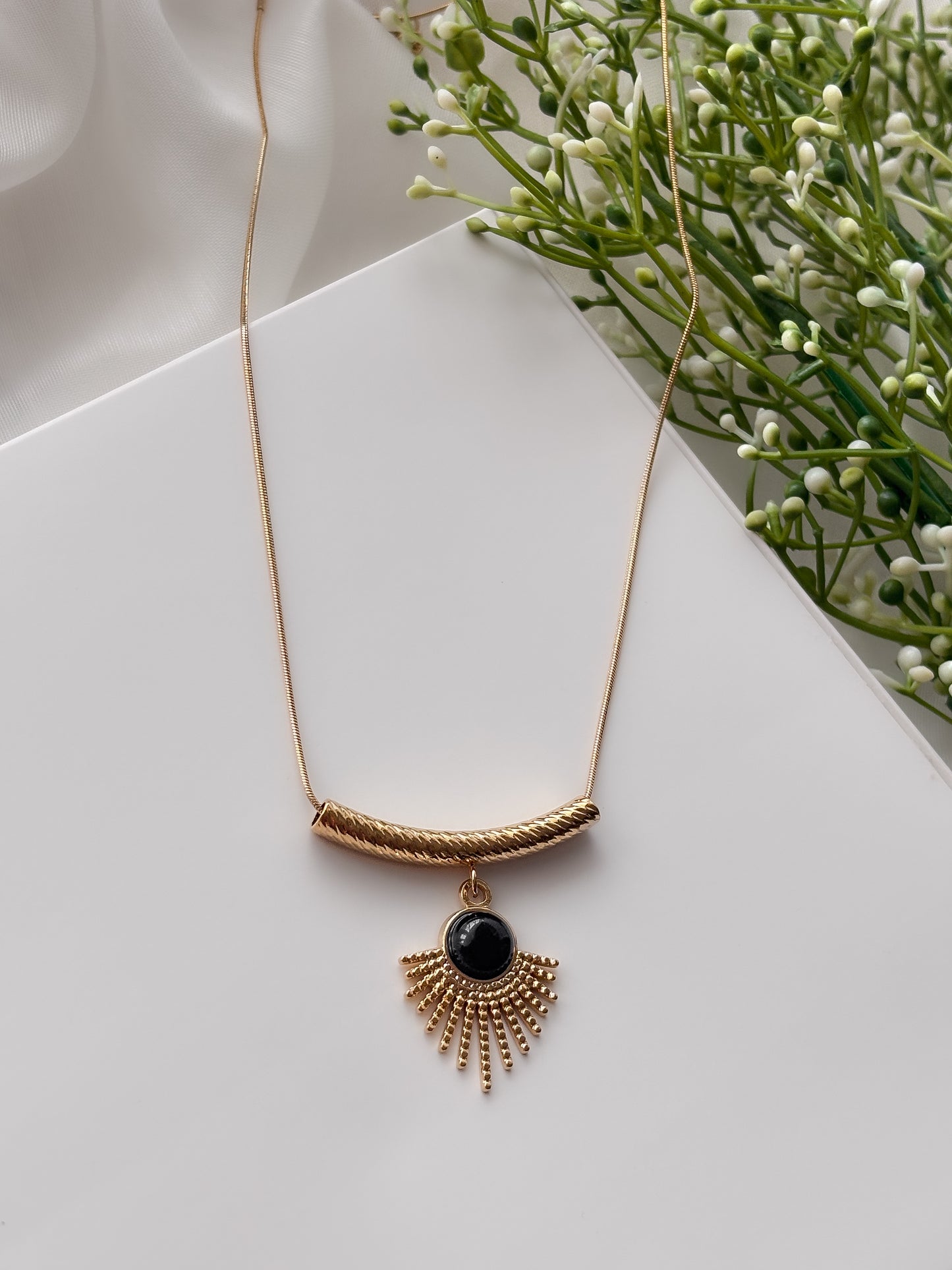 NOYA - Collana Luxury Sole Con Perla Nera