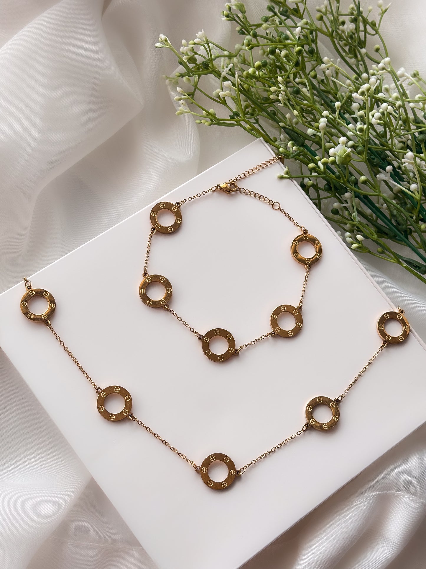 NOYA - Completo Bracciale e Collana Cerchietti Oro