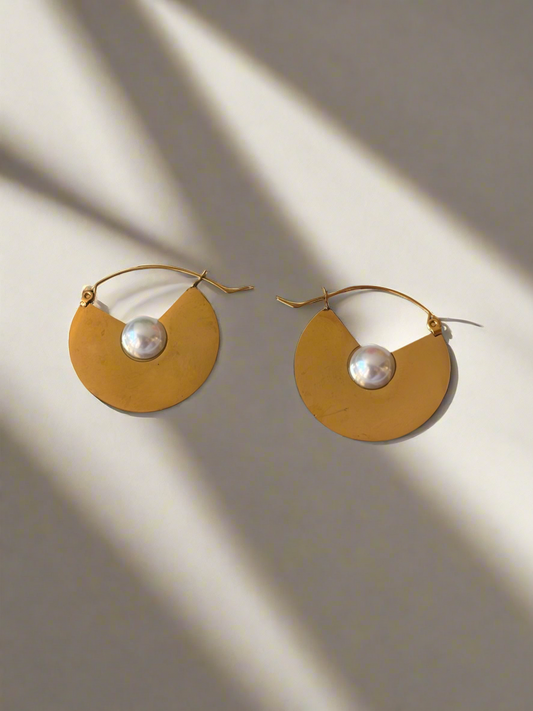 NOYA _ Orecchini rotondi con pietra bianca