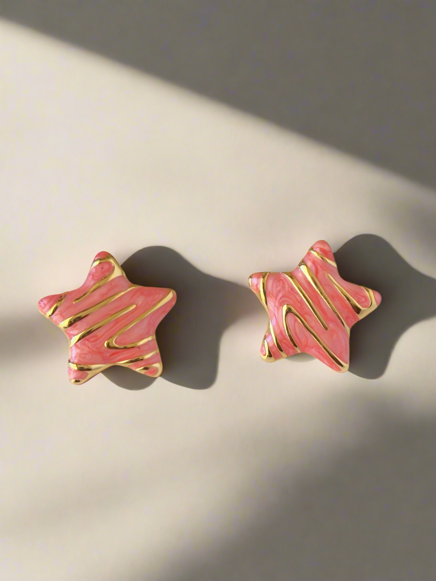 NOYA - Orecchini Stella Rosa e Oro