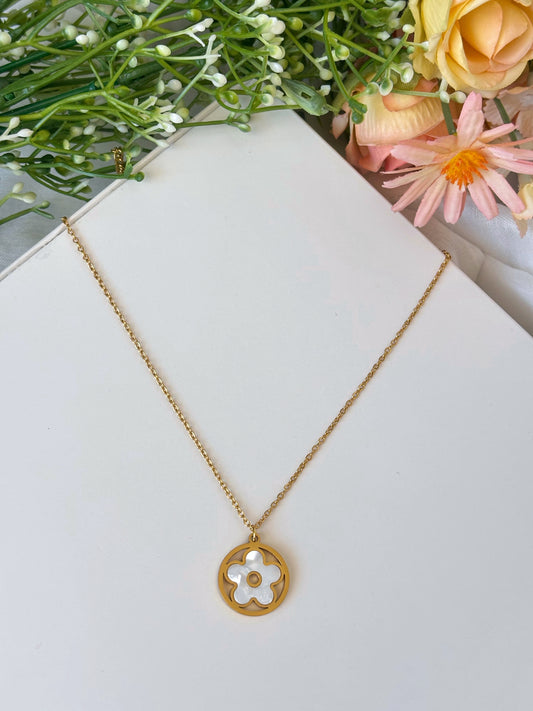 NOYA - Collana Fiore Bianco e Oro